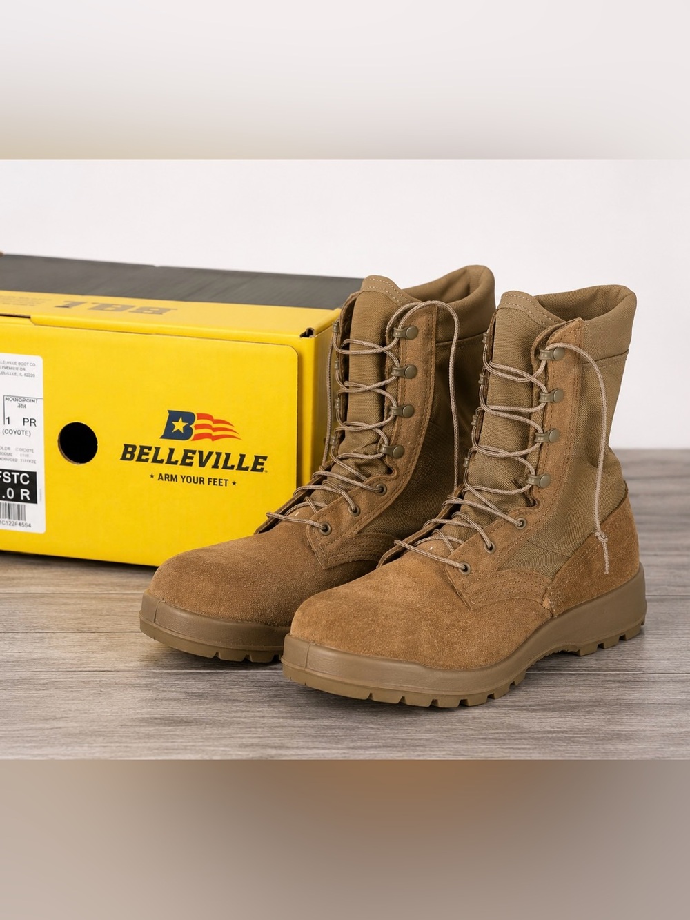Belleville AFSTC 11 Hot Weather Steel Toe Coyote Military Combat Boots NIB $240